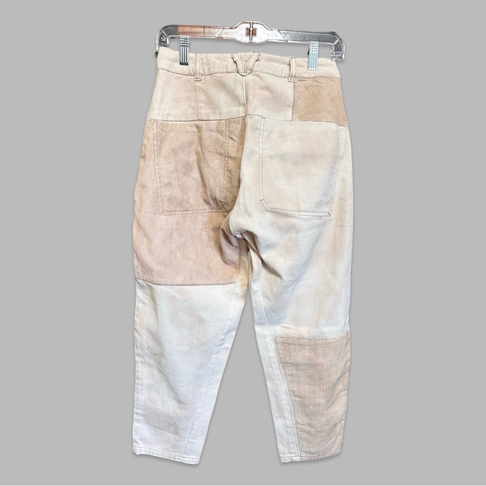 Free People Women Pretty Lies Cream Tan Patchwork Crochet  Harem Pants Sz 0 - Picture 3 of 6
